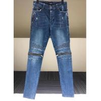 China Custom Apparel Supplier Men'S Blue Slim Fit Jeans Stretch Destroyed Ripped Skinny Jeans Knee Zipper Jeans on sale