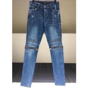 Custom Apparel Supplier Men'S Blue Slim Fit Jeans Stretch Destroyed Ripped Skinny Jeans Knee Zipper Jeans