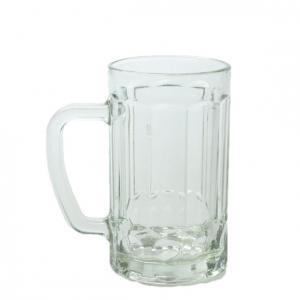 China Cylindrical Glass Beer Mug 16oz Freezer Beer Stein Mugs With Handle supplier