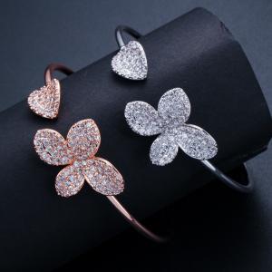 China Fashion Flower Bracelet Shining CZ Crystal  Bracelet CZ Bracelets Woman Bangle for Women Wedding Party Jewelry supplier