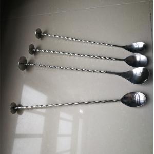 Flat Teardrop Stainless Steel Bar Spoon Endurance Long Handle Drink Use