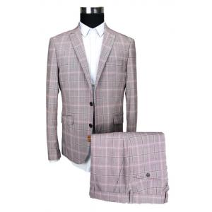 Male Custom Tailored Suits 2 Piece Light Grey Check Autumn Spring