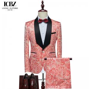 Men's Autumn Printed Stage Dress Groom's Suit with Large Size and Breathable Fabric