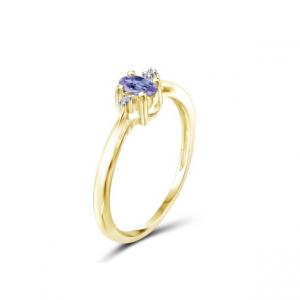 0.25 Carat Tanzanite 0.925 Sterling Silver Ring Jewelry with White CZ Accent