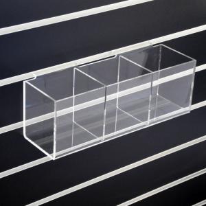 China Wall Mounted Clear Slatwall Acrylic Display W/ 3 Boxes Perspex Bins supplier