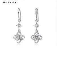 China 0.31x0.39in ZC Sterling Silver Jewelry Earrings Hypoallergenic Four Leaf Clover Earring on sale