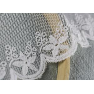 Scalloped Embroidered Nylon Mesh Lace Trims Cotton Tulle Floral Lace Trim Custom