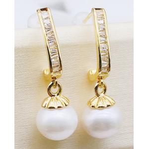 Elegant Earring for Women Gold Color with Big Round Pearl Earring Classic Jewelry Valentine's Day Gift Pearl Earring