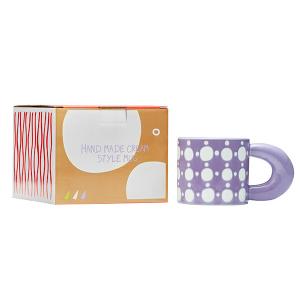 China Handmade Ceramic Coffee Mugs Gift 3d Mug Purple White Polka Dot Pattern Large Coffee Mug Office Rest supplier