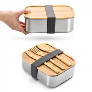 Stainless Steel Bento Lunch Box Bamboo Lid 1200 Ml Lunch Box