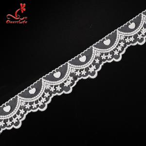 Cotton White Embroidered Lace Trim 5.6cm Width Static - Cling Resistant