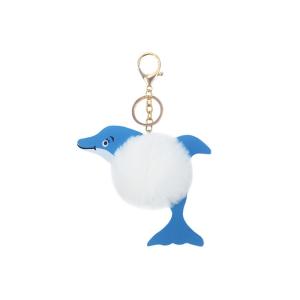 China Cute Blue Fur Ball Keychain , Plush Keychain Toys For Playing / Decoration wholesale