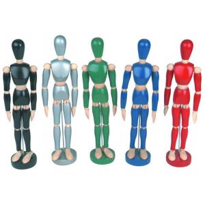 Life - Sized Wooden Drawing Figure Model , Colourful Flexible Poseable Art Mannequin