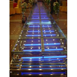 China 4 level 4x4ft Adjustable Movable Aluminum Stage With 18mm Thickness Glass Board For Wedding And Other Show supplier