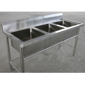 China Restaurant Three Tubs Stainless Steel Kitchen Sink Commercial 1800 x 600 x 850MM supplier