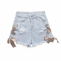 China Manufactuer Customized Vintage Distressed Woman Denim Shorts on sale