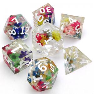 China Practical Resin Sharp Edge Dice , Hand Carved Clear Polyhedral Dice supplier