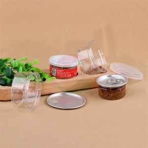 China Cbd Weed Easy Open Pull Ring Round Plastic Container Black Lid With Sticker on sale