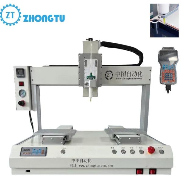 110-240v Voltage Double Platform Automatic Glue Dispensing Machine with R Rotary Axis and LCD Display
