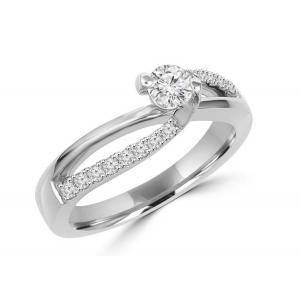 Prong Setting Round Cut Diamond Ring , 0.46ct 5mm Diamond Solid Gold Ring