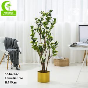 China 150cm Durable Artificial Ficus Tree . Artificial Camellia Tree With White Flower supplier