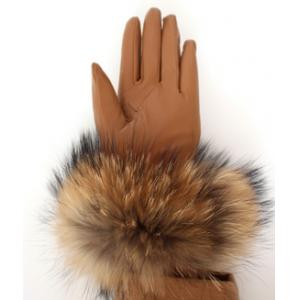 Winter Ladies Fashion Gloves Ladies Sheepskin Mittens Fluffy Fox Raccoon Fur