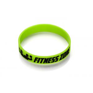 China Rubber wristbands green color adult size 12mm wide debossed & painted supplier