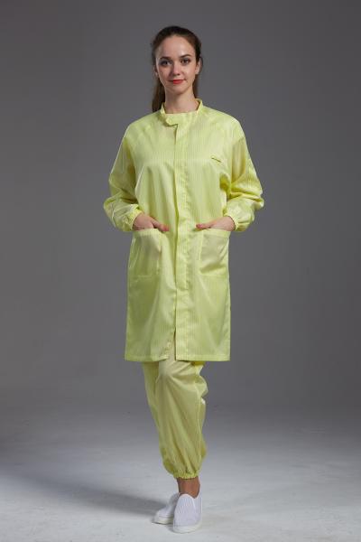 Anti Static ESD labcoat smock Resuable Class1000 with straight open zipper stand
