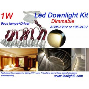 China 9PCS 1W Mini LED Down Light + Driver Kit Dimmable Indoor Recessed showcase spotlight decorative lighting supplier