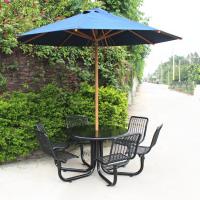China Commercial Outdoor Picnic Table With Umbrella Welded Wire Cloth Metal Material on sale