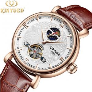 Luxury brand KINYUED water resistant watch  tourbillon watch mechanical men's leather automatic