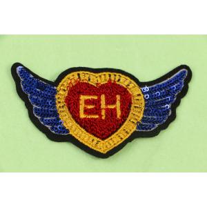 Sweat Red Heart EH Letter Sequin Wing Shape Felt Applique Patch For Sew On Iron On For Garments Or Jeans