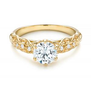 China 14K Yellow Gold Real Diamond Jewellery Ring Vintage Style 6.5mm Size OEM supplier