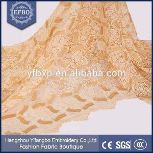 Gold rhinestoned embroidery lace fabrics for 2016 wedding dresses