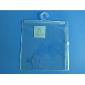 Printed Custom Plastic Scarf Packaging Bag With Hook / Clear Sock Hanging Bag