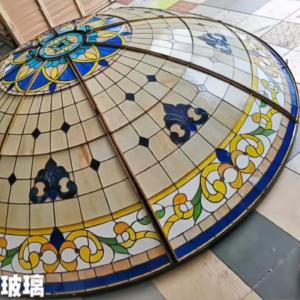 China Premium Stained Art Glass Dome Skylight Roof Architectural Antiques Stained Glass Domed Roof supplier