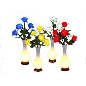 LED Simulation Rose Vase Lamp Bedroom Modelling Table Small Night Lights Flower Bedroom Decorative Lamp