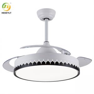 72W 42 Inch Retractable Blades Smart Black Ceiling Fan Light LED Metal Acrylic