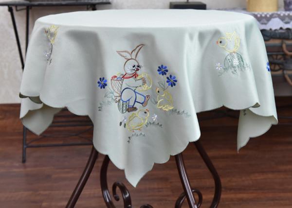 Multiple Colors Dining Table Cloth , Chemical Fiber Embroidery Table Cloth