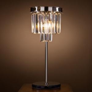 D260*H540mm Modern Crystal Table Lamps For Bedroom Chrome Finished