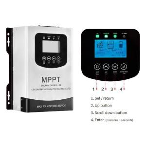 12V-96V Auto-Sensing MPPT Solar Charge Controller with LCD Touchscreen and Max Power Tracking