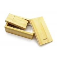 China Magnet Closure Wooden Box With Sliding Lid For Natural Color Solid Wood USB Stick Packaging on sale