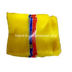 Yellow HDPE Leno Woven Mesh Bag With Printed Label L Stitched Mesh Bags For Ginger Packing