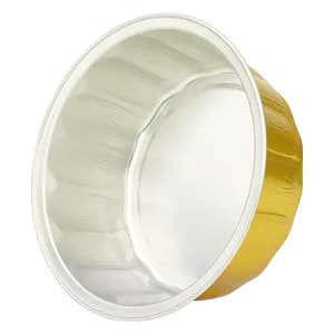 250ml 450ml Gold Aluminum Disposable Food Container Tray with Lid for Packing