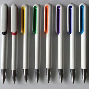 China New design white color twist promotion plastic pen with customized printing LOGO supplier