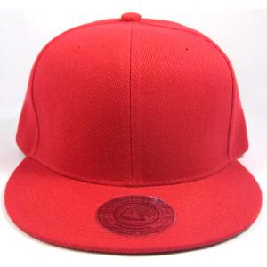 Red Blank Cotton / Acrylic Snapback Baseball Caps With Round Visor Hand Printing