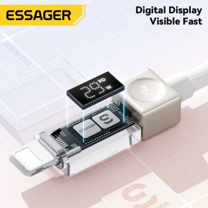 China ESSAGER ES-X76 Usb C To Lightning Pd 29W Charging Data Cable 3Ft 6Ft Digital Display  wholesale