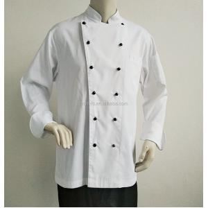 China Customized Long Sleeve White Black Poly - Cotton Blend Personalized Chef Jackets supplier