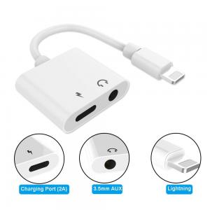 China 3.5 mm Headphone Jack Adapter Charger Converter 2 in 1 DC 3.5mm Earphone Audio Charging Splitter for iPhone and iPad supplier