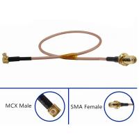 China Right Angle Mcx Male Plug With Sma Female Socket Bulkhead Adapter Cable Rg316 on sale